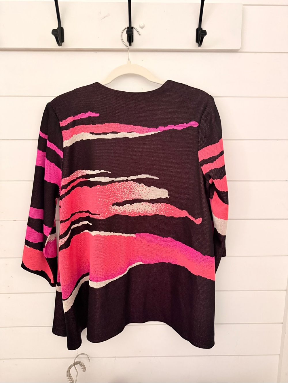 Ming Wang Knit Cardigan Jacket Abstract Wave Print Size M Quiet Luxury - Picture 4 of 6